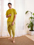 Men's Olive Green And Green Cotton Kurta And Dhoti Set